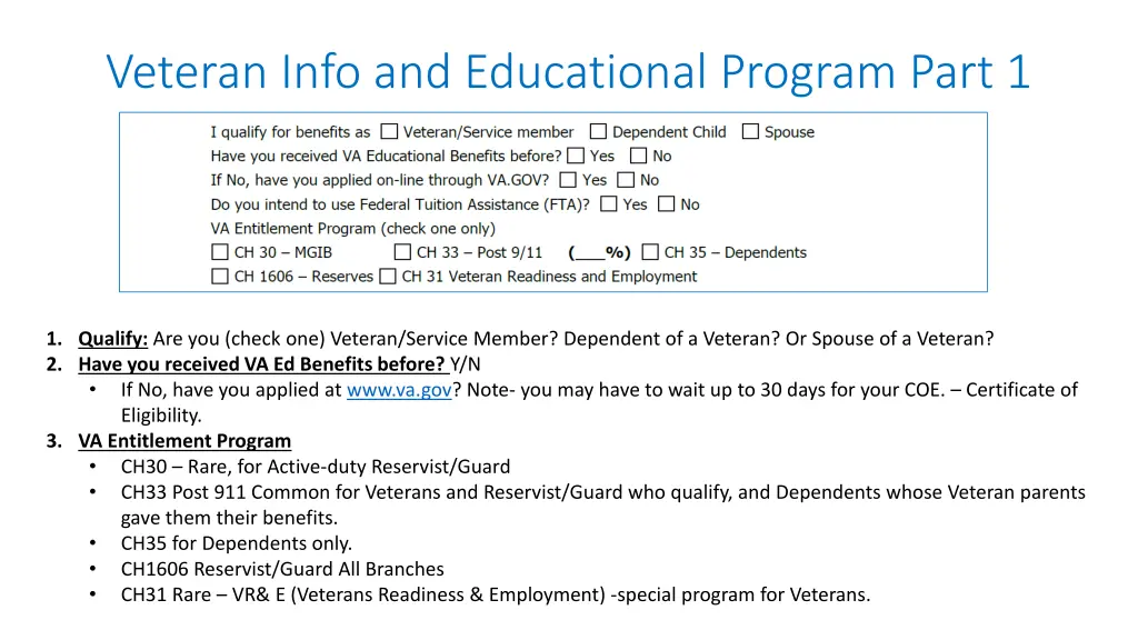 veteran info and educational program part 1