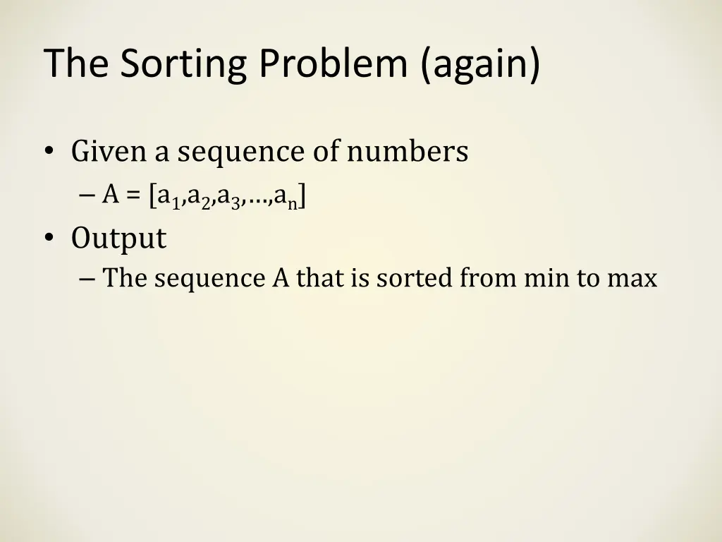 the sorting problem again