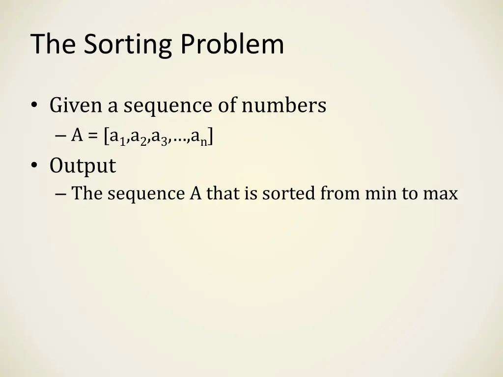 the sorting problem