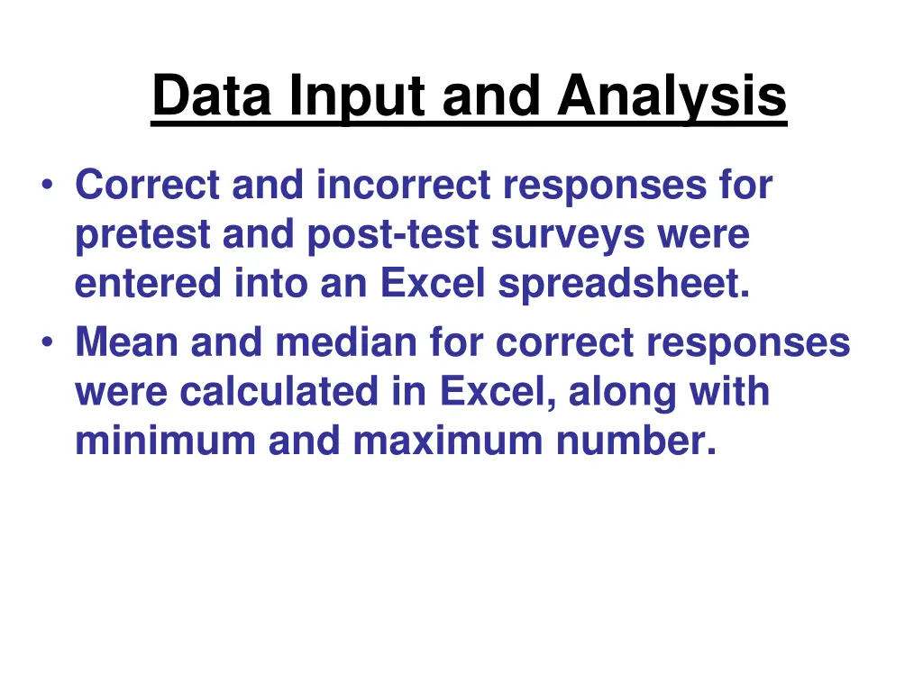 data input and analysis
