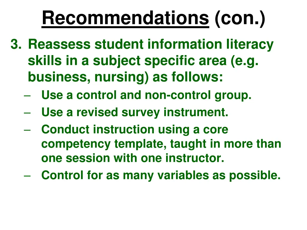 recommendations con