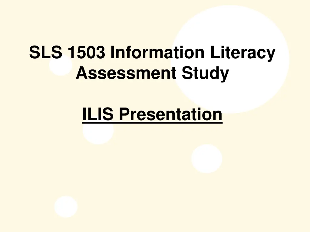 sls 1503 information literacy assessment study