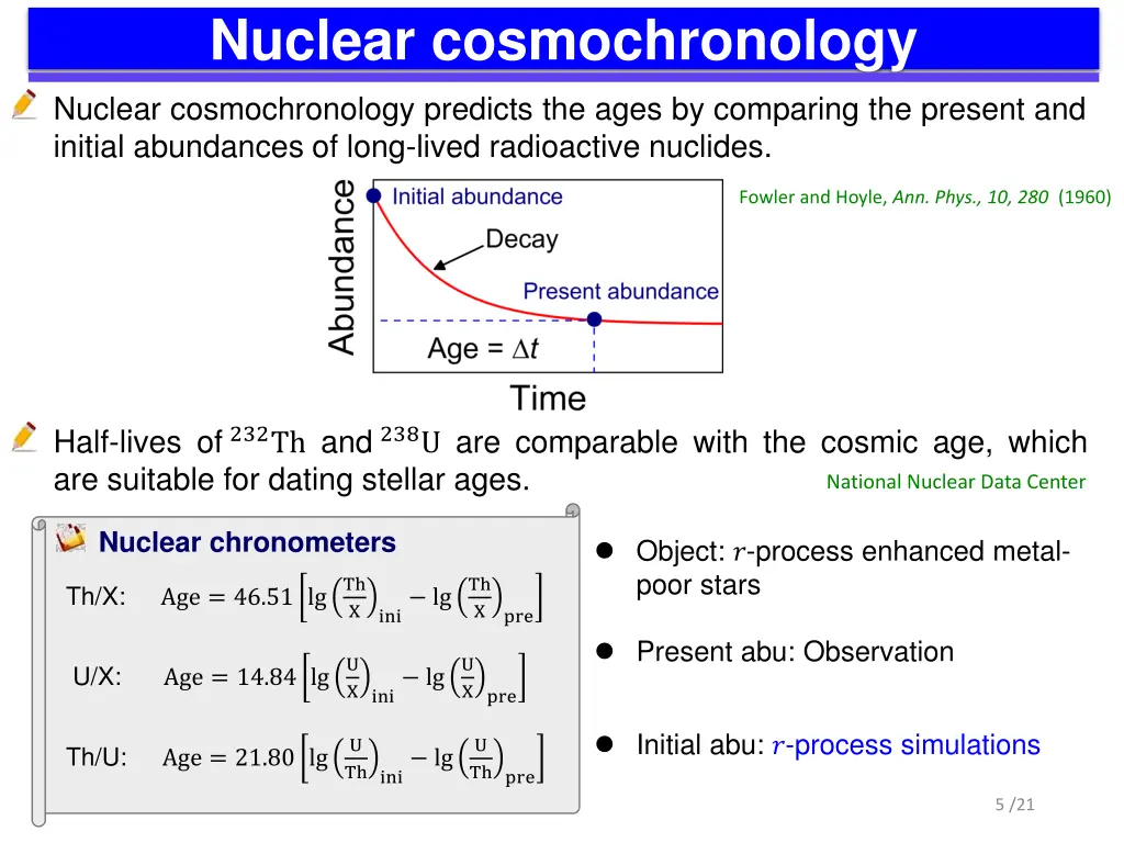 nuclear cosmochronology