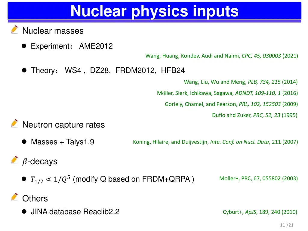 nuclear physics inputs