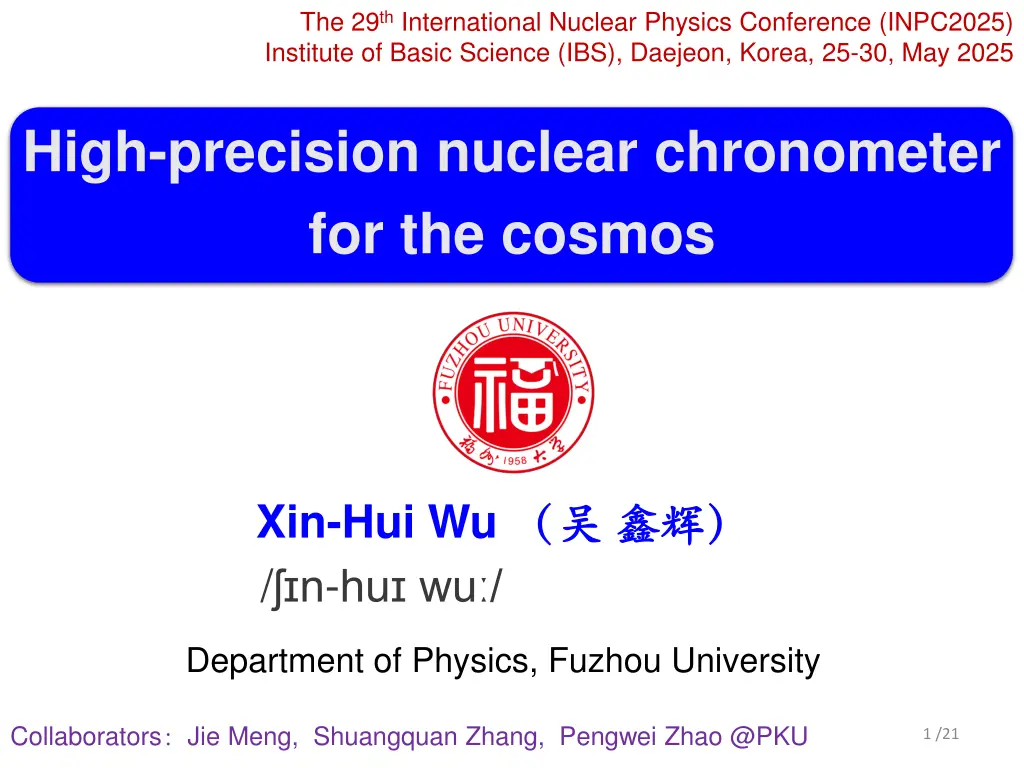 the 29 th international nuclear physics