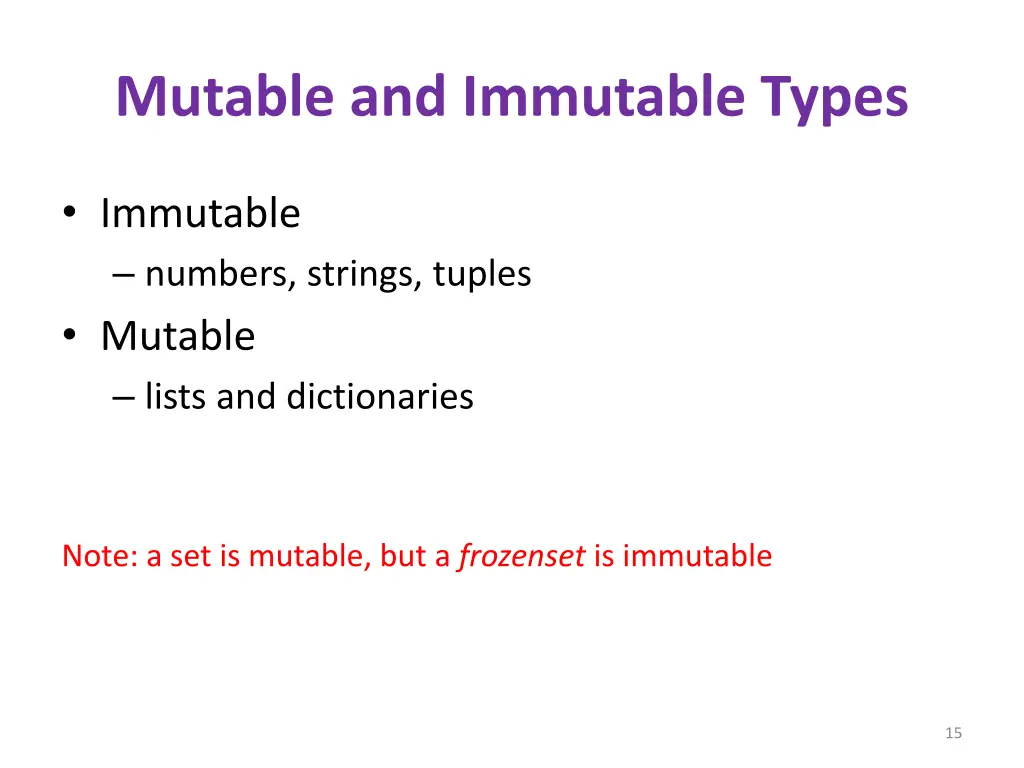 mutable and immutable types