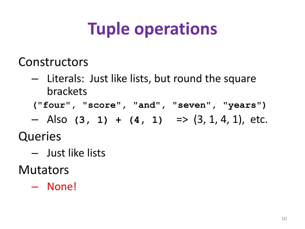 tuple operations