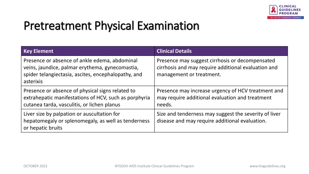 pretreatment physical examination pretreatment