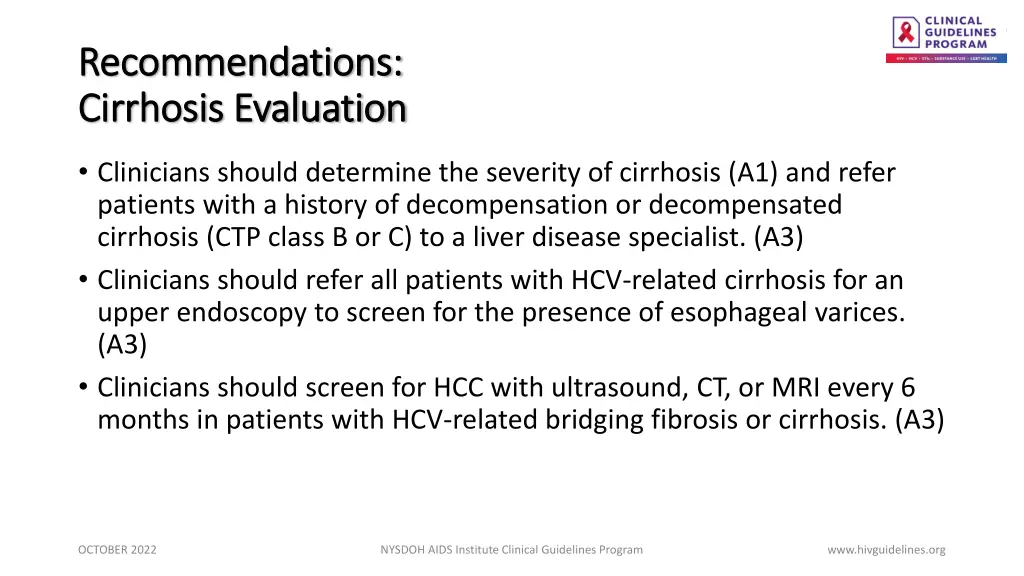 recommendations recommendations cirrhosis