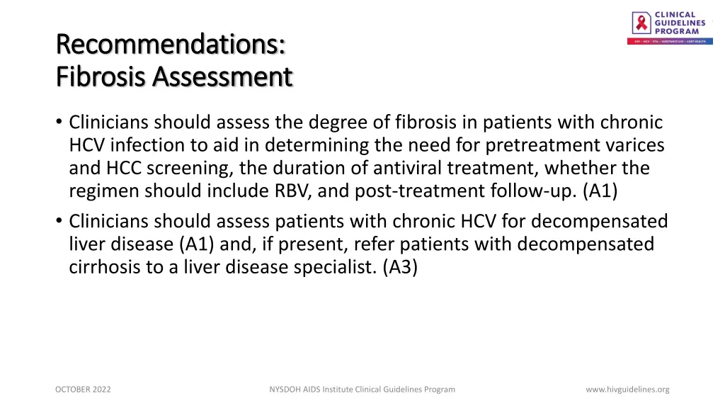 recommendations recommendations fibrosis