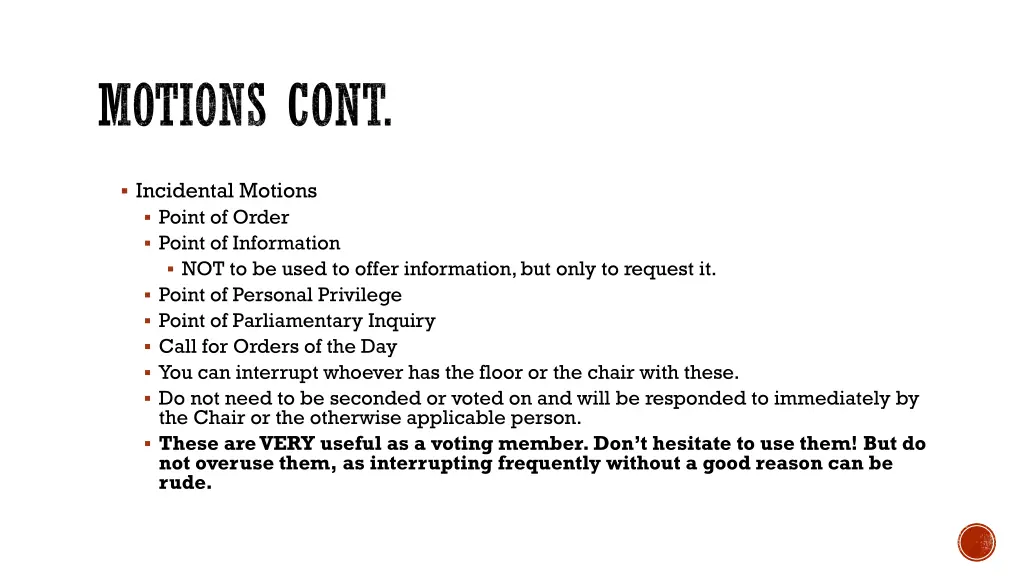 motions cont