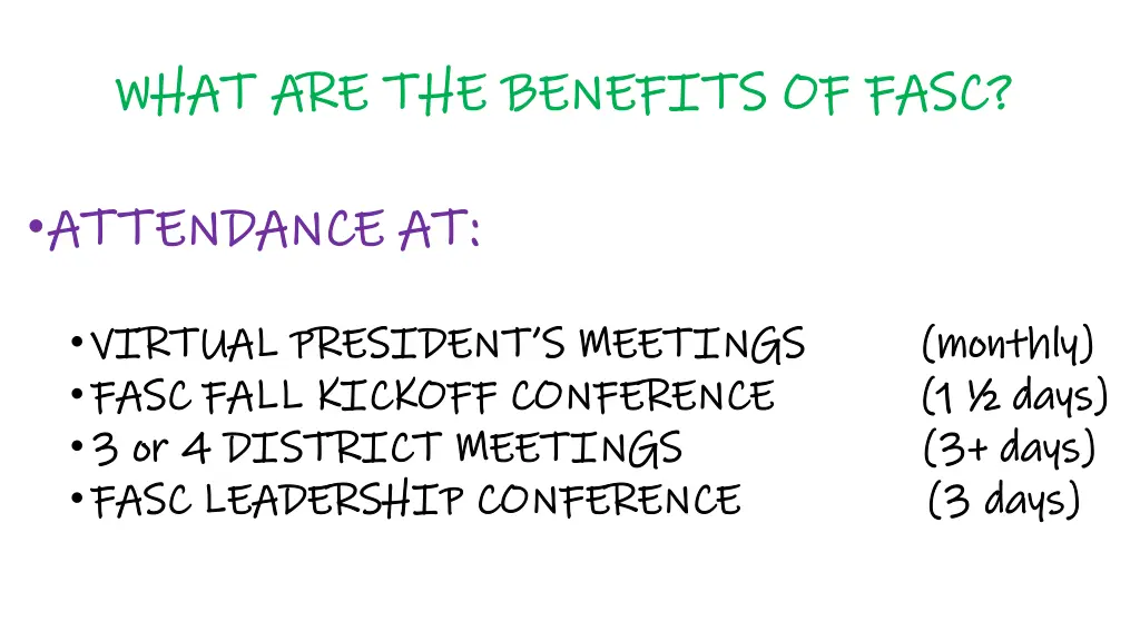 what are the benefits of fasc what 1