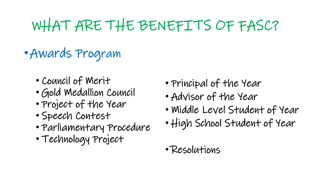 what are the benefits of fasc what 3