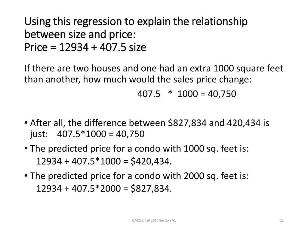 using this regression to explain the relationship