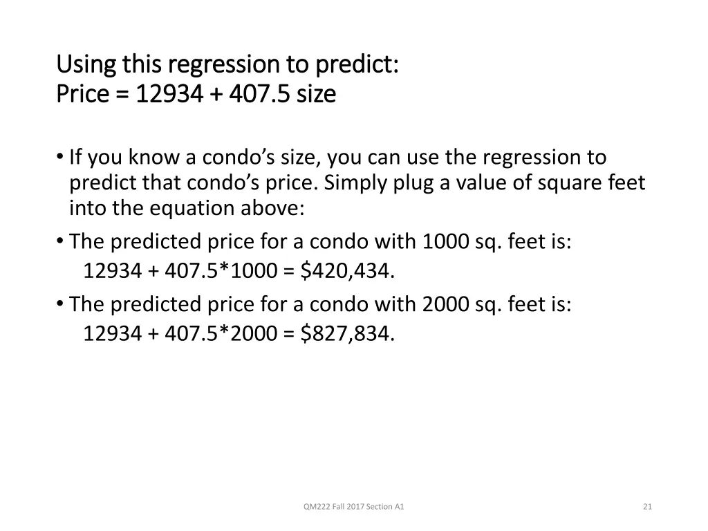 using this regression to predict using this