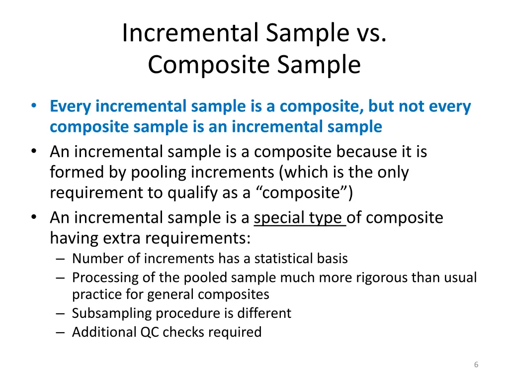 incremental sample vs composite sample
