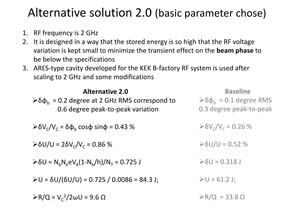 alternative solution 2 0 basic parameter chose