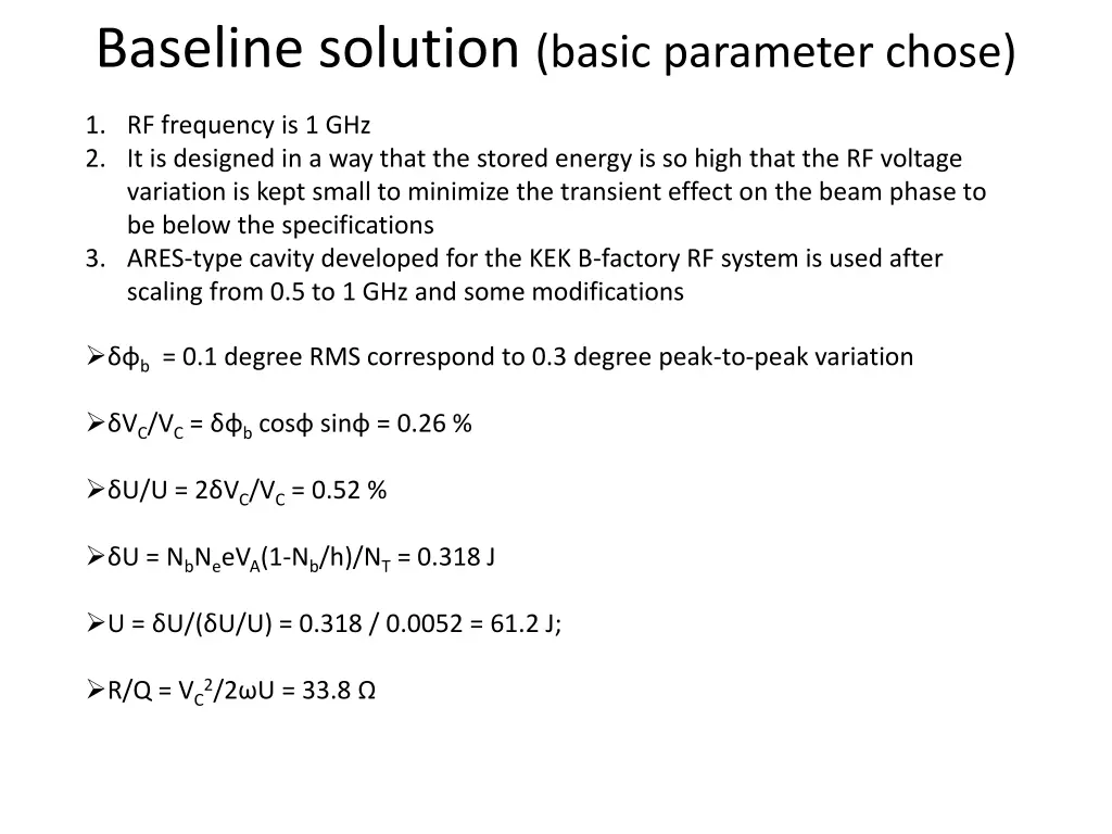 baseline solution basic parameter chose