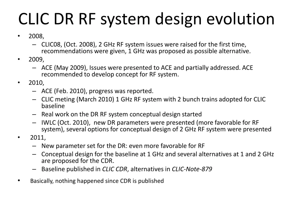 clic dr rf system design evolution 2008 clic08
