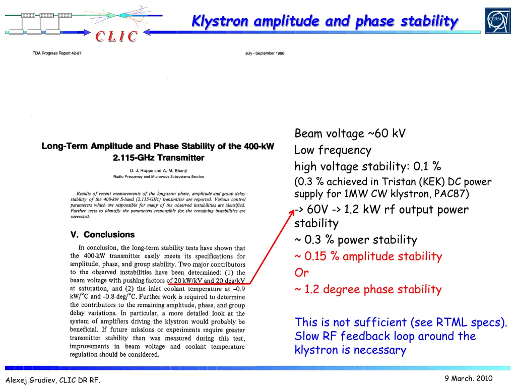 klystron amplitude and phase stability