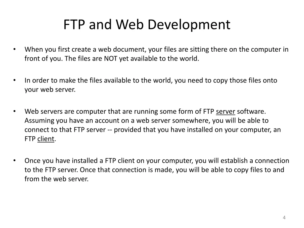 ftp and web development