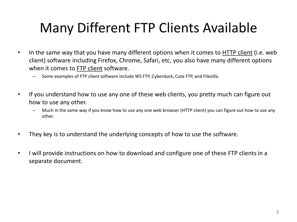 many different ftp clients available