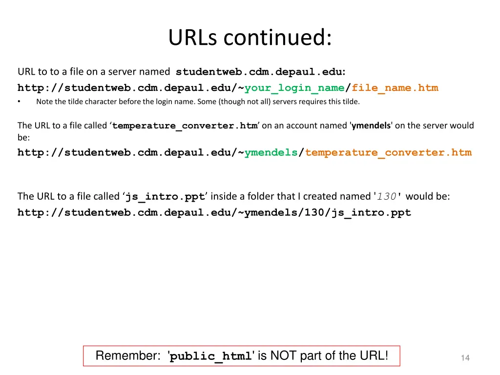 urls continued