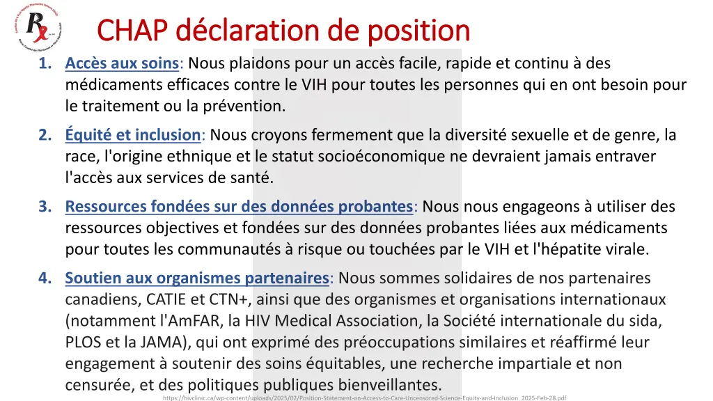 chap chap d claration de position d claration