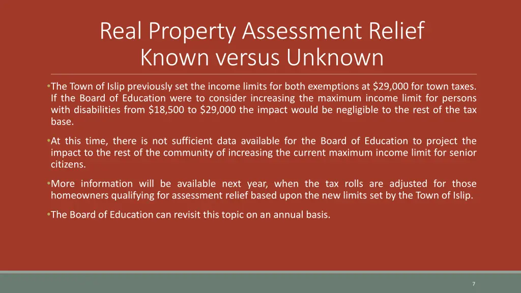 real property assessment relief known versus