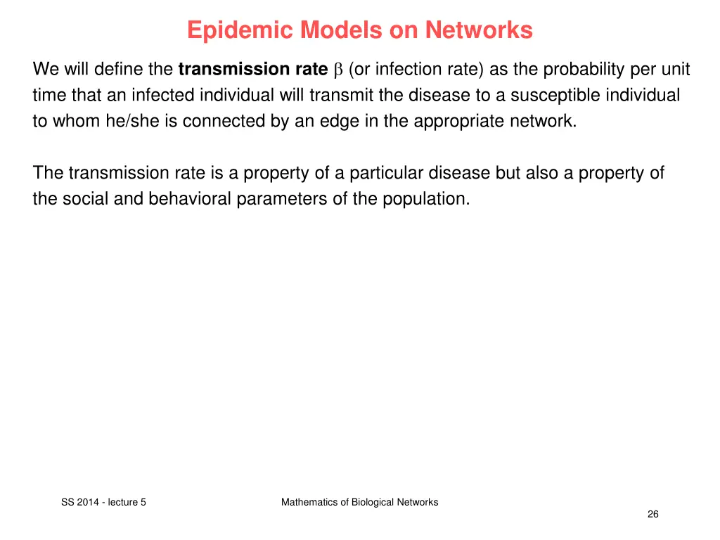 epidemic models on networks 1