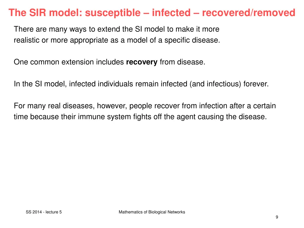 the sir model susceptible infected recovered