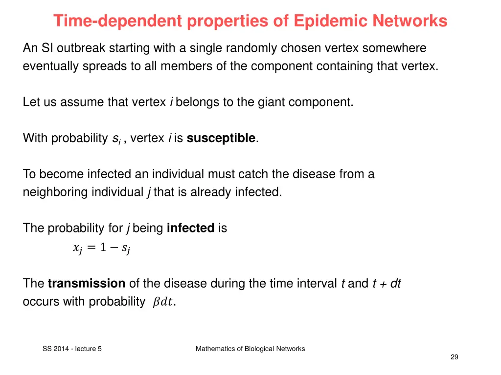 time dependent properties of epidemic networks