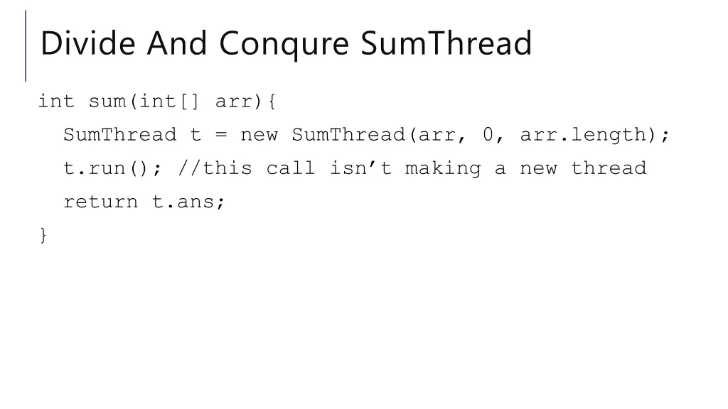 divide and conqure sumthread