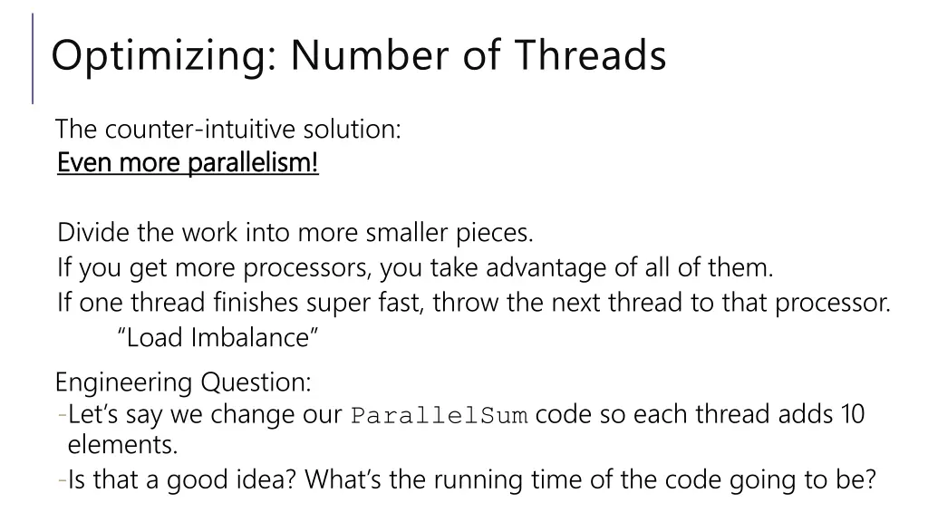 optimizing number of threads 1