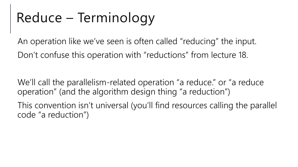 reduce terminology