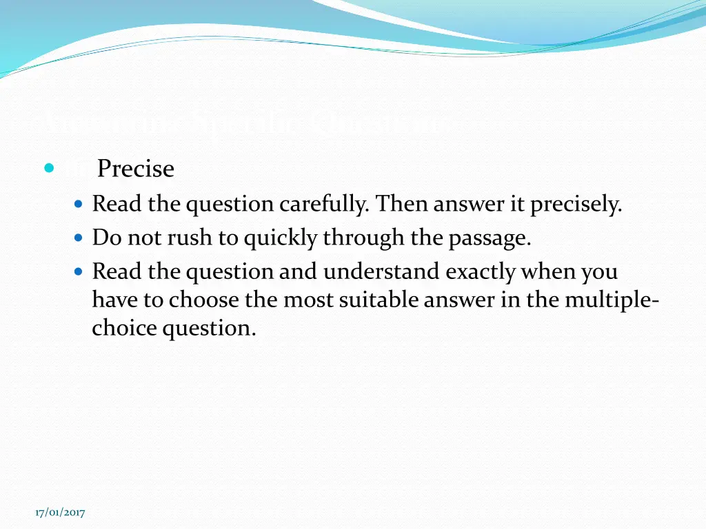 answering specific questions
