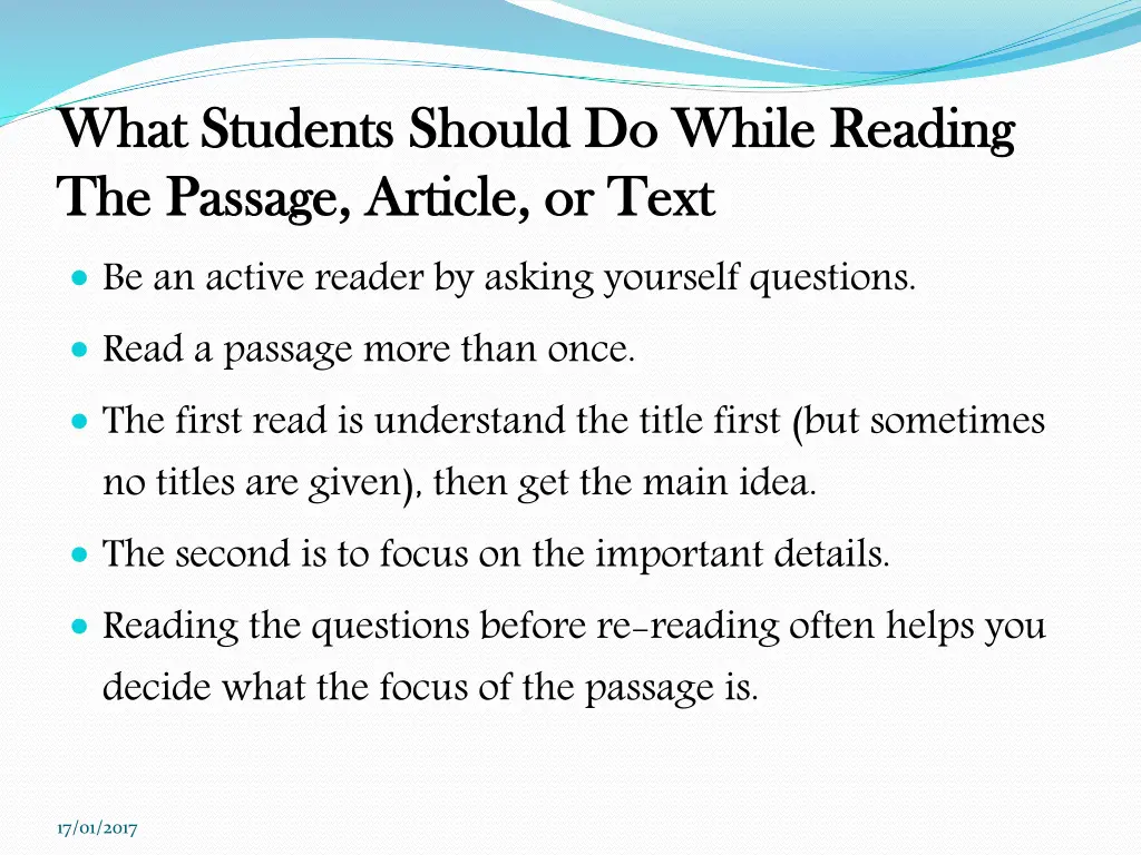 what students should do while reading what