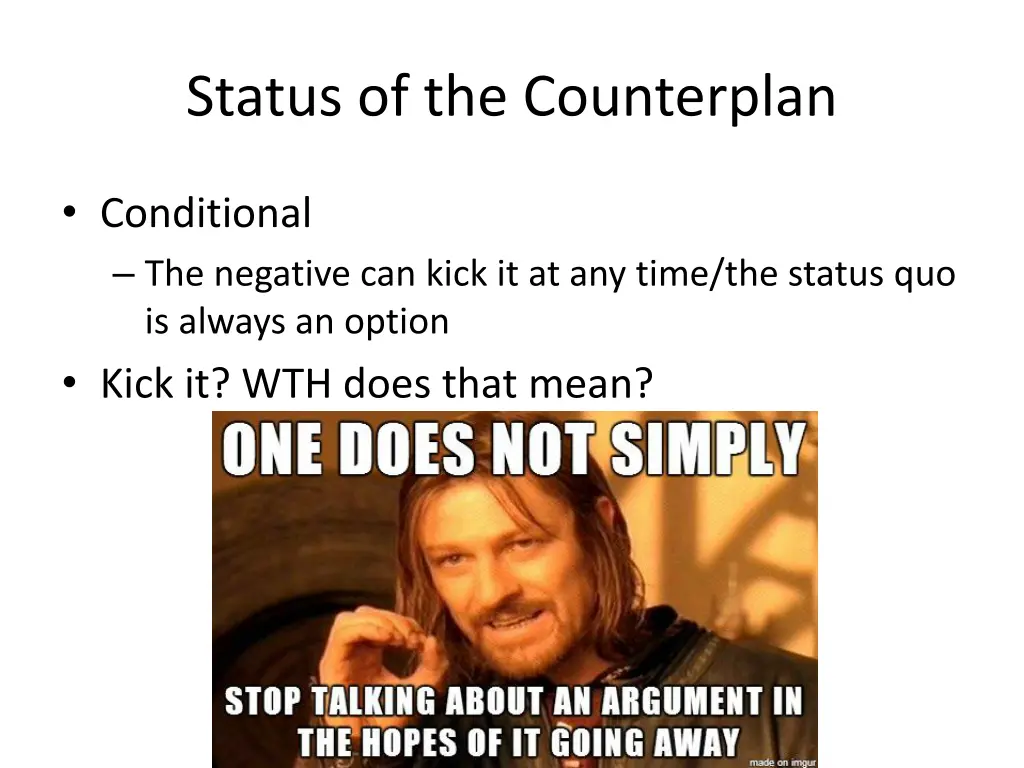 status of the counterplan