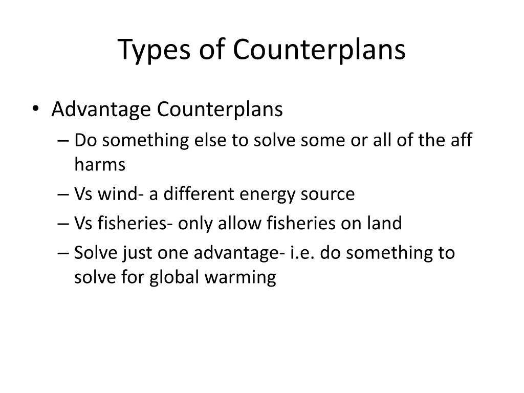 types of counterplans 1