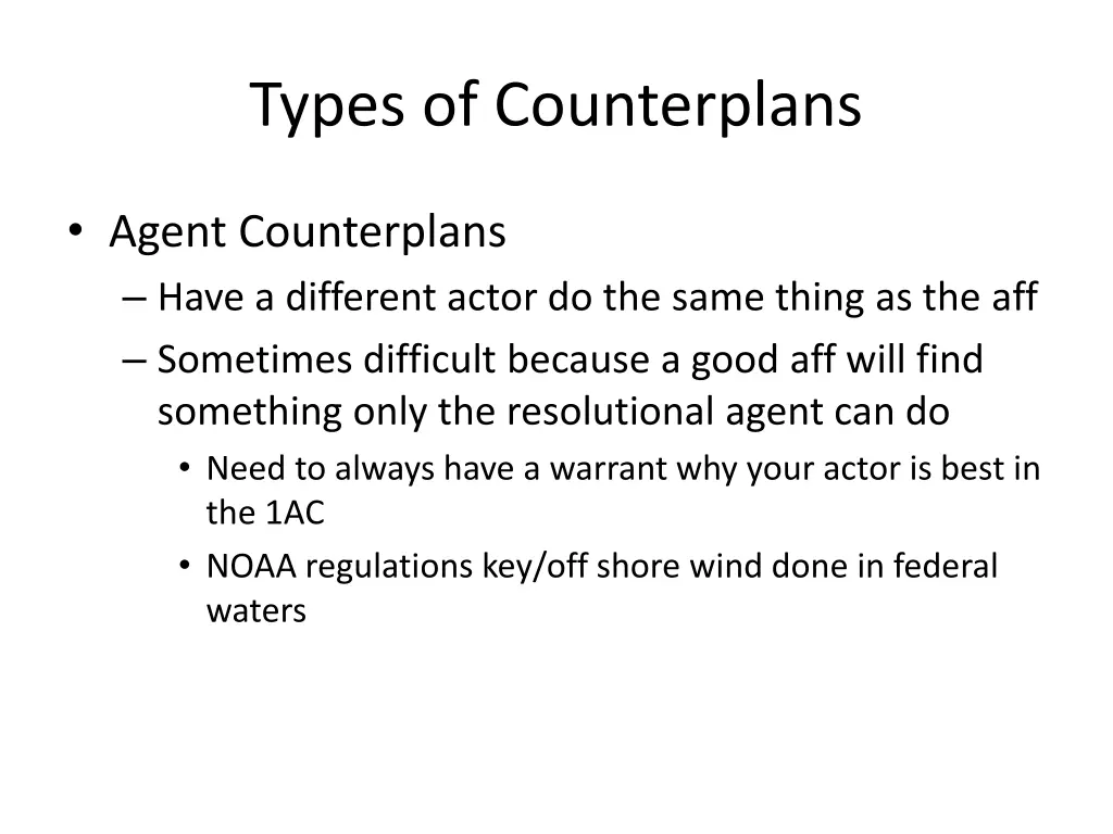 types of counterplans