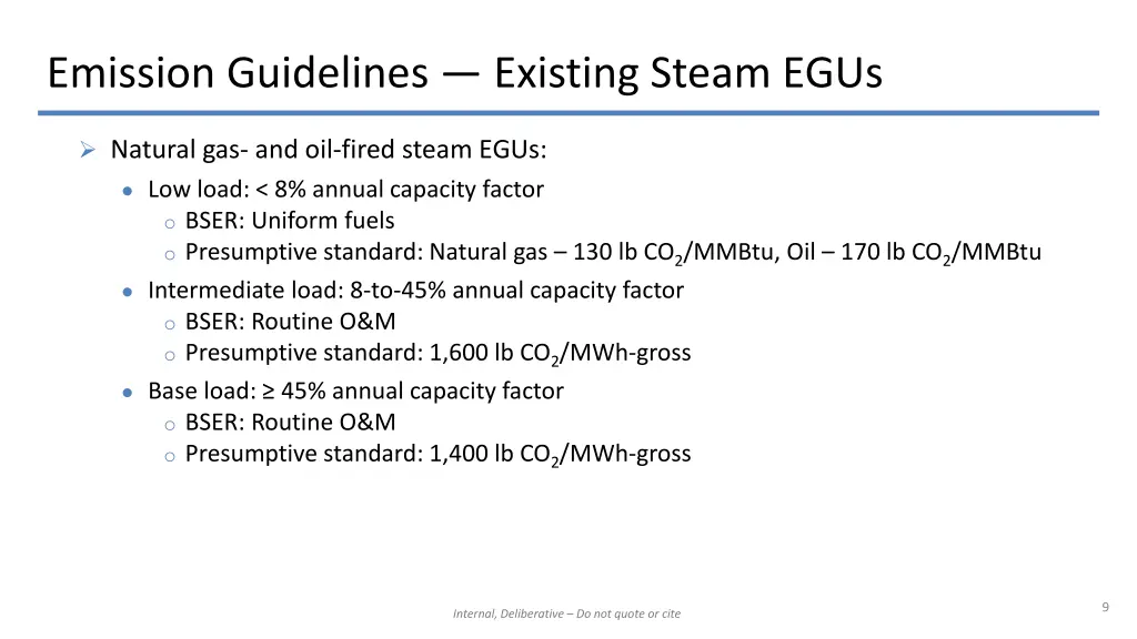 emission guidelines existing steam egus 1