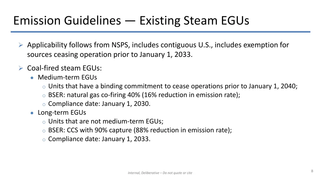 emission guidelines existing steam egus