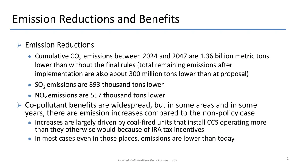 emission reductions and benefits
