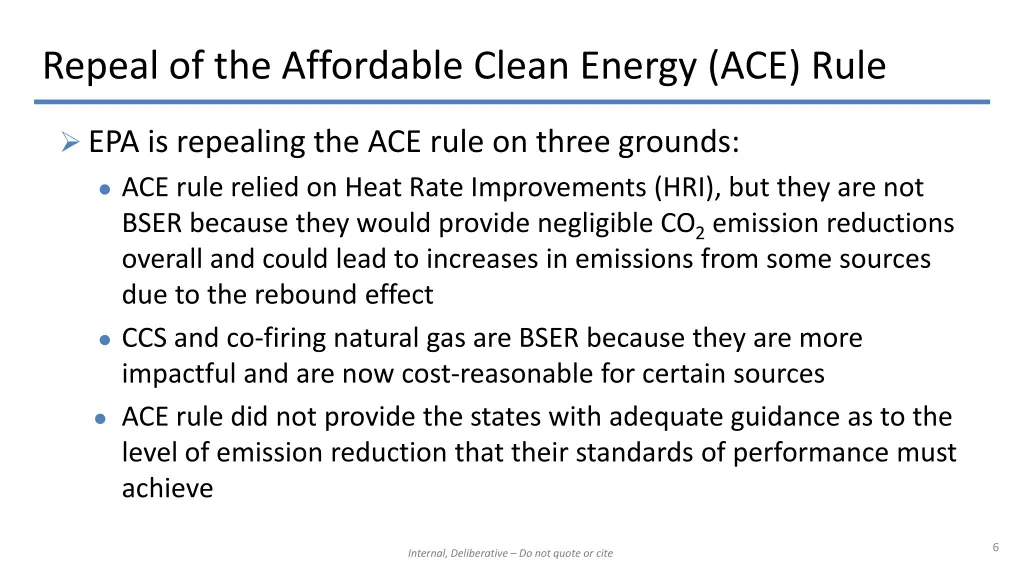 repeal of the affordable clean energy ace rule