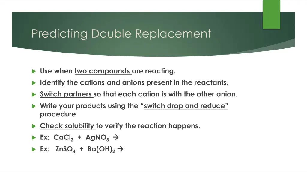 predicting double replacement