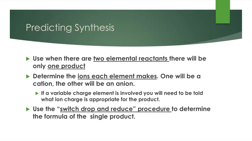 predicting synthesis