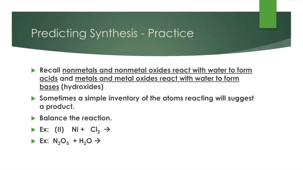 predicting synthesis practice