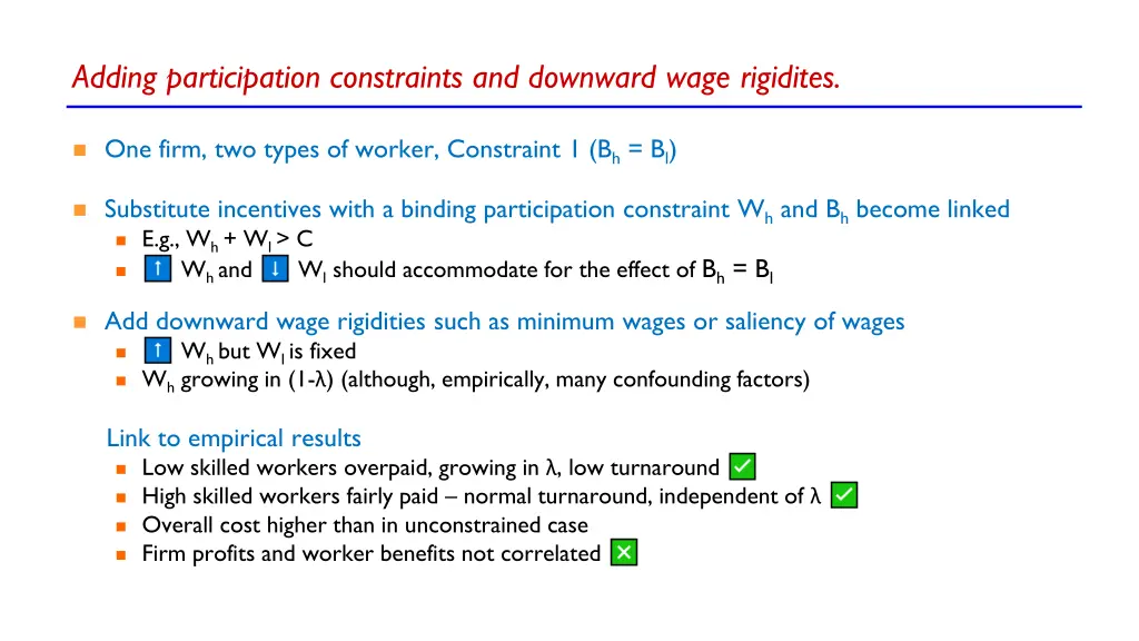 adding participation constraints and downward