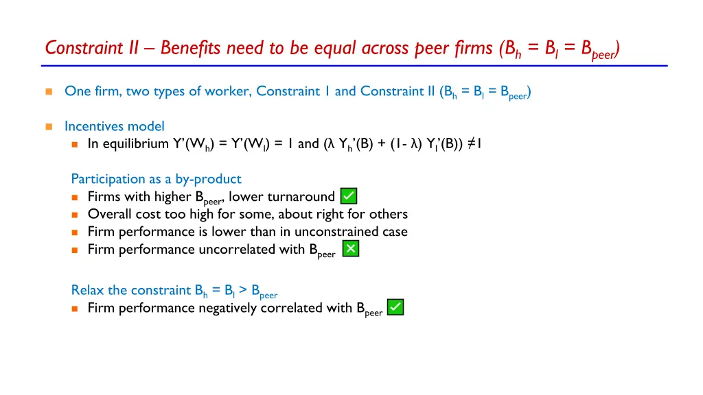 constraint ii benefits need to be equal across