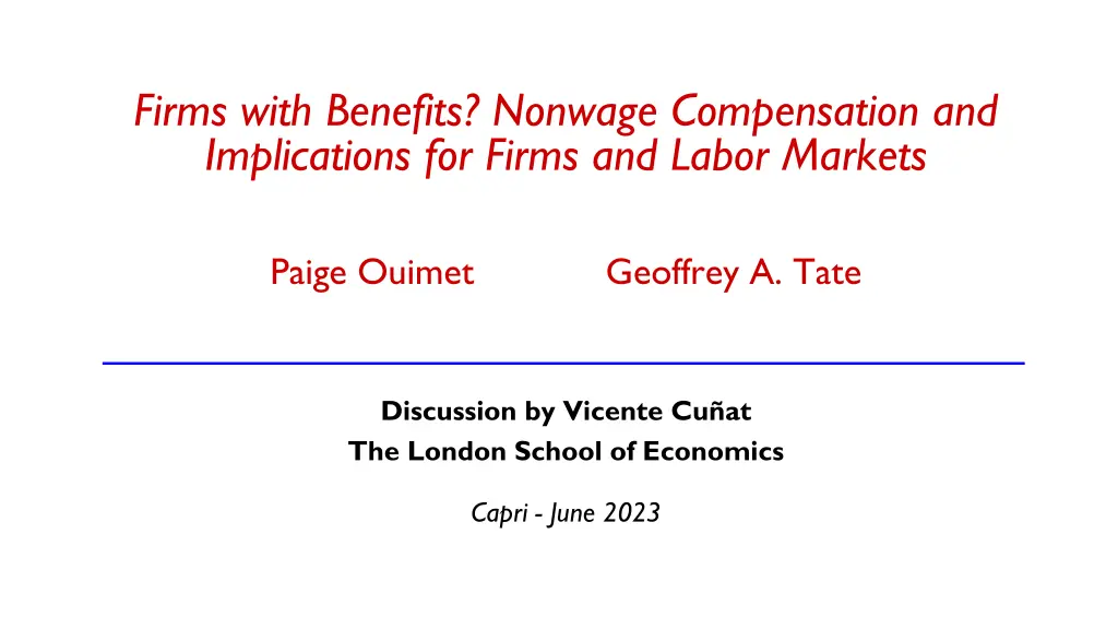 firms with benefits nonwage compensation